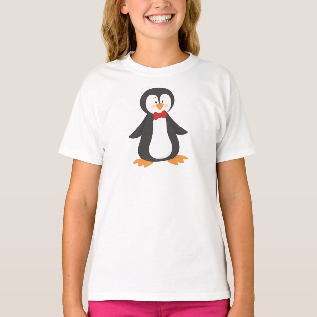Cute Penguin, Little Penguin, Penguin With Bow Tie T-Shirt (Front)
