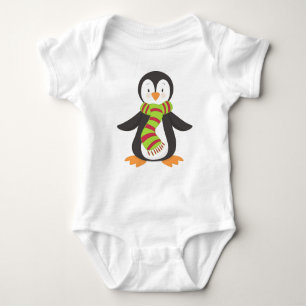 Cute Penguin, Little Penguin, Penguin With Scarf Baby Bodysuit