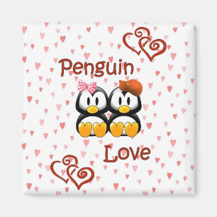 Cute Penguin Love Hearts  Magnet 2