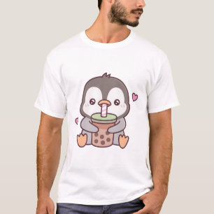 Cute Penguin Loves Bubble Tea T-Shirt