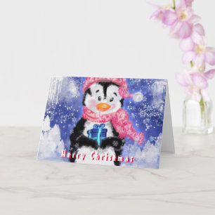 Cute Penguin Merry Christmas Card