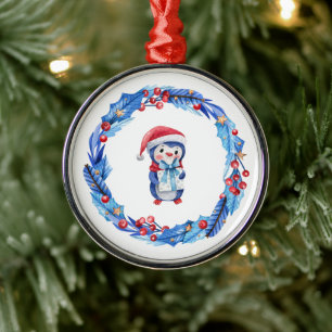 Cute penguin metal tree decoration