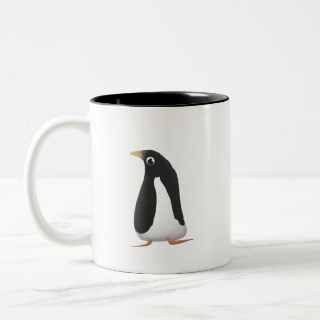 Cute Penguin Mug | Black Two-Tone Coffee Cup (Left)