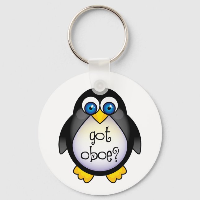 Cute Penguin Music Got Oboe Key Ring (Front)