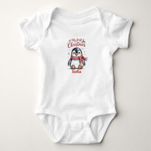 Cute Penguin My First Christmas Baby Bodysuit