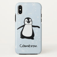 Cute Penguin Name Blue White Winter snow