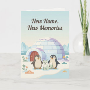 Cute Penguin New Home New Memories Housewarming Card