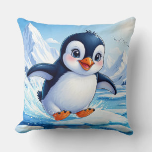 Cute Penguin On Ice For Winter Lovers Cushion