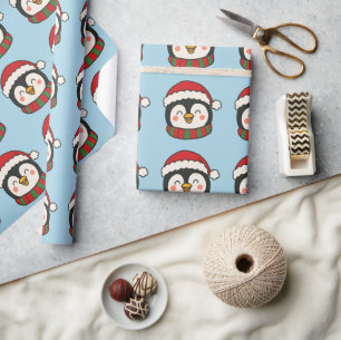 Cute Penguin Pattern Christmas Holiday Wrapping Paper