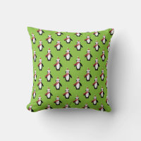 Cute Penguin Pattern on Green Background