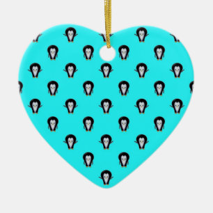 Cute Penguin Pattern over Minty Teal Blue Ceramic Tree Decoration