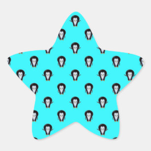Cute Penguin Pattern over Minty Teal Blue Star Sticker