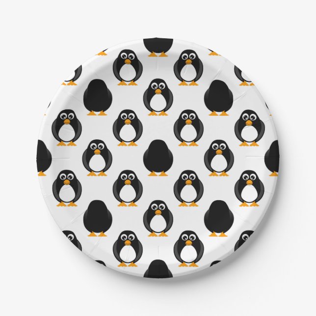Cute Penguin Pattern Paper Plate (Front)