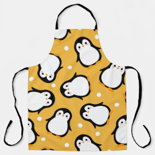 Cute penguin pattern yellow pattern apron