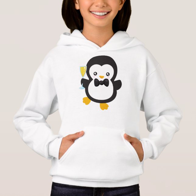 Cute Penguin, Penguin With Champagne, Party (Front)