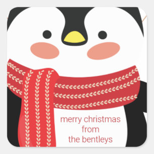Cute Penguin Personalised Christmas Gift Stickers