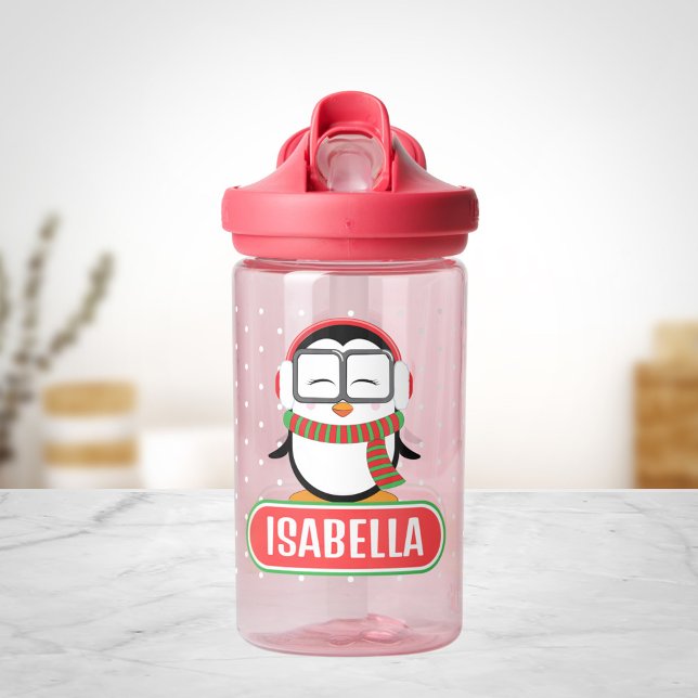 Cute Penguin Personalised Water Bottle for Girl (Creator Uploaded)