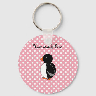Cute penguin pink polka dots key ring