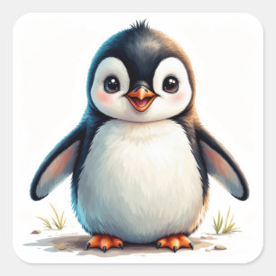 Cute Penguin Portrait For Penguin Lovers Square Sticker