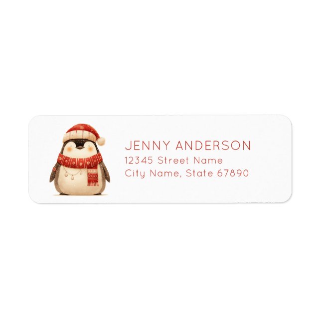 Cute Penguin Return Address Labels (Front)