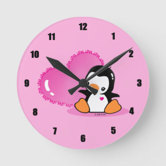 Cute Penguin Round Clock