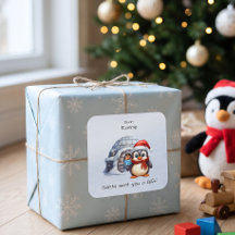Cute Penguin Santa Hat Snowflakes Kids Christmas