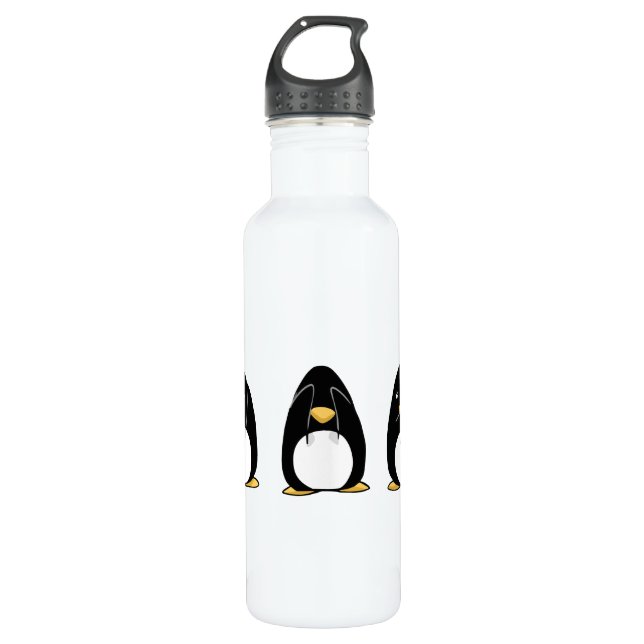 Cute Penguin See Speak Hear No Evil 710 Ml Water Bottle (Front)