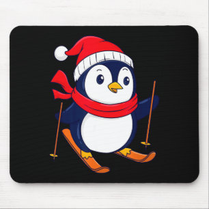 Cute penguin skiing - penguin lover bird watcher mouse pad