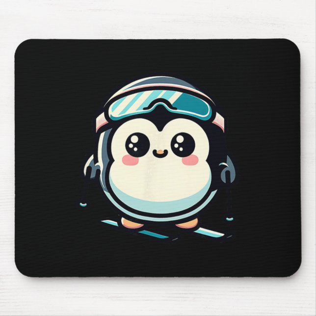 Cute Penguin Skiing With Goggles Alpine Winter  Mouse Pad (Front)