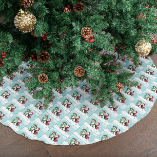 Cute Penguin Snowy Owl Friendship Brushed Polyester Tree Skirt