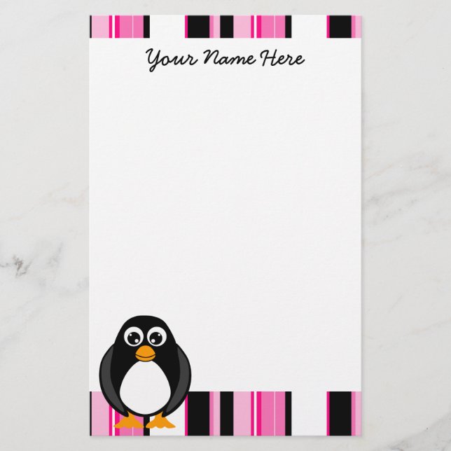 Cute Penguin Stationery - Pink (Front)