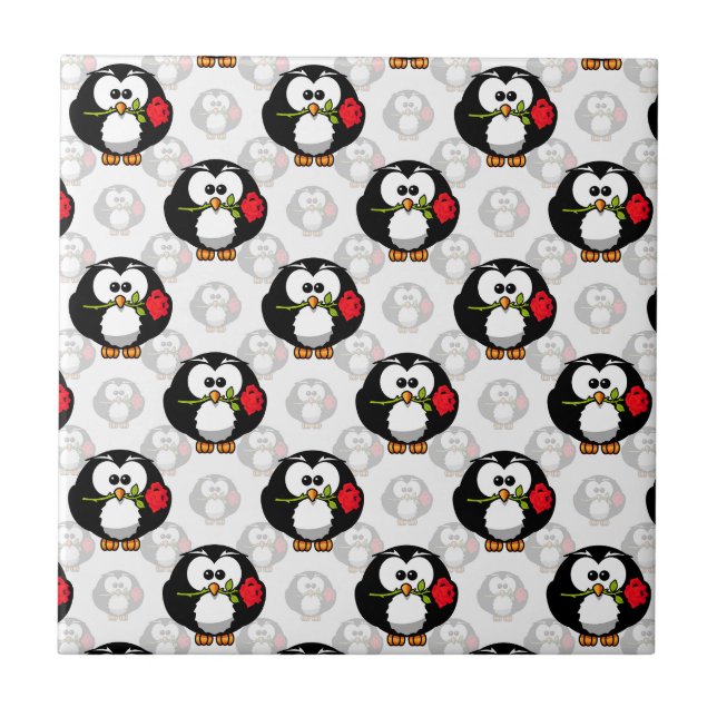 Cute Penguin Surface Pattern Design Print Tile (Front)