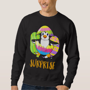 Cute Penguin Surprise With Eggs Coloful Happy East Sweatshirt