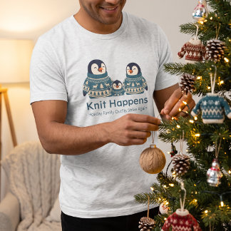 Cute Penguin Sweater Family | Knit Happens TShirt