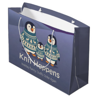 Cute Penguin Sweater Family | Witty Christmas Large Gift Bag