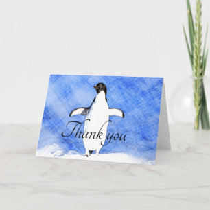 Cute penguin thank you card