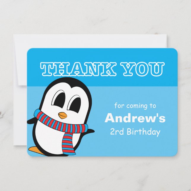 Cute Penguin Thank You Card (Front)