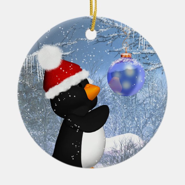 Cute Penguin Tree Ornament - Christmas Ornament (Front)