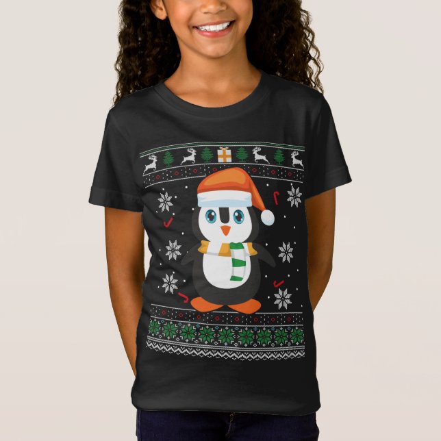 Cute Penguin Ugly Christmas T-Shirt (Front)