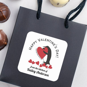 Cute Penguin Valentine's Day Homemade Treat Square Sticker