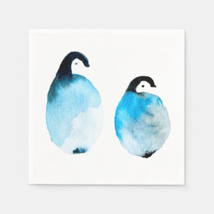 Cute penguin watercolor art napkin