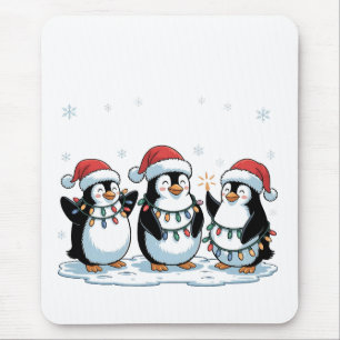 Cute Penguin Wearing Santa Hat Xmas Penguin Lover Mouse Pad