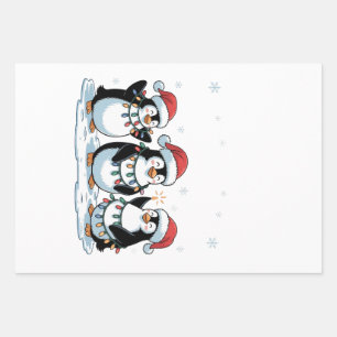 Cute Penguin Wearing Santa Hat Xmas Penguin Lover Wrapping Paper Sheet