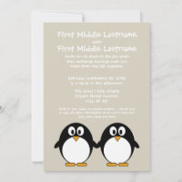 Cute Penguin Wedding Invitation