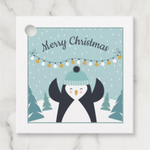 Cute Penguin Winter Art Merry Christmas Favour Tags