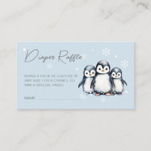 Cute Penguin Winter Baby Shower Diaper Raffle Enclosure Card
