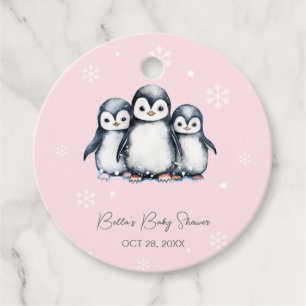 Cute Penguin Winter Baby Shower Favour Tags