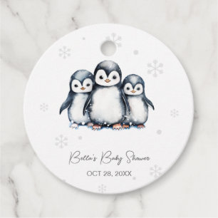 Cute Penguin Winter Baby Shower Favour Tags