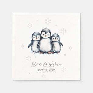 Cute Penguin Winter Baby Shower Napkin