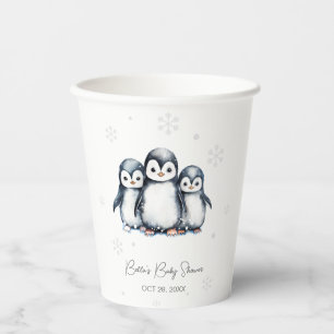 Cute Penguin Winter Baby Shower Paper Cups